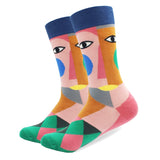 1 Pair Male Cotton Socks Colored Art Socks Multi Pattern Long Designer StreetWear Happy Funny Skateboard Socks Men's Dress Sock