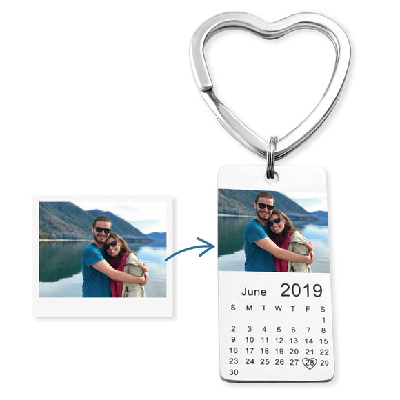 MYLONGINGCHARM  personalized colour photo calendar keychain love date gift for women family gift
