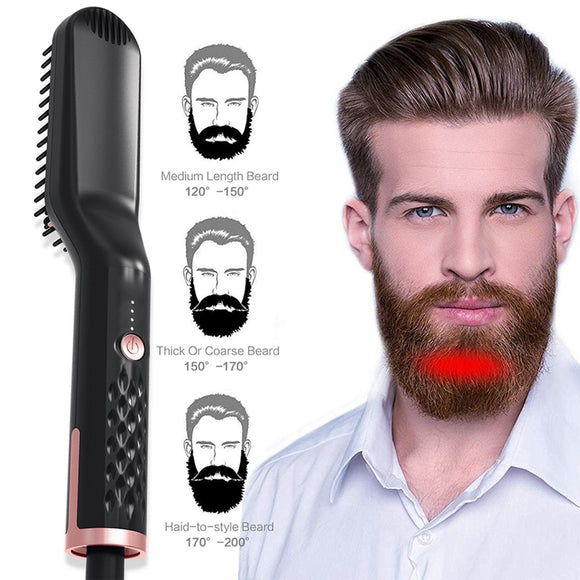 2019 Multifunctional Electric Quick Beard Comb Men Women Hair Straightening Brush Electric Curler For Men's Beard Grooming Brush
