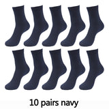 10 Pairs High Quality Bamboo Fiber Men's Socks Business Breathable Deodorant Compression Socks Men Long Big Size EUR 38-46