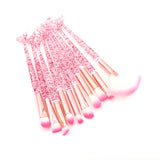 10pcs Pink Mermaid Makeup Brushes Set Eyeshadow Blush Foundation Brush Lip Brush Crystal Diamond Make up brush Kits maquiagem
