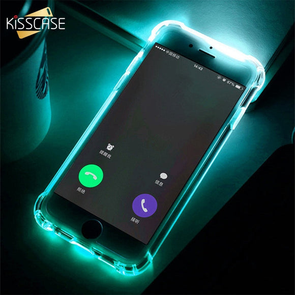 KISSCASE TPU Call Light Case For iPhone XR 8 7 6 Plus XS Phone LED Cases Anti-knock Flash Cover For iPhone 11 XS MAX X 10 Shell