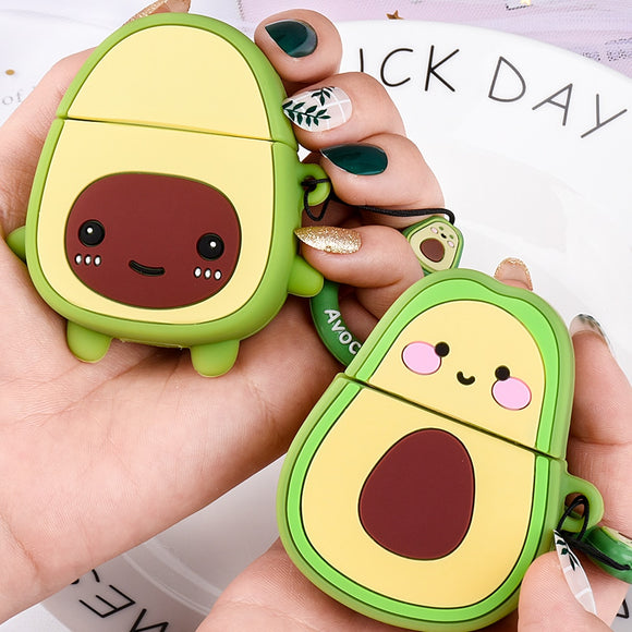 Case For Apple AirPods 2 1 Earphone Soft TPU Case For Apple Air Pods 1 2 Cute Cartoon Strawberry Avocado Peach Cover With Hooks