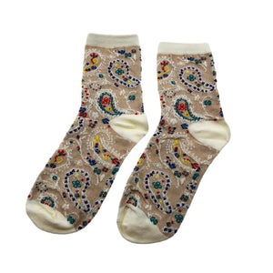 Jeseca 1 Pair Cotton Socks for Women Print Autumn Winter Warmer Sock Japanese Kawaii Girls Cute Sock for Ladies Christmas Gifts