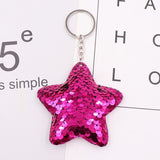 1PCS Dolphin Star Unicorn animal Keychain Glitter Pompom Sequins Key Chain Gifts for Women  Car Bag Accessories Key Ring Jewelry