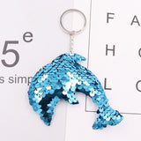 1PCS Dolphin Star Unicorn animal Keychain Glitter Pompom Sequins Key Chain Gifts for Women  Car Bag Accessories Key Ring Jewelry