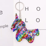 1PCS Dolphin Star Unicorn animal Keychain Glitter Pompom Sequins Key Chain Gifts for Women  Car Bag Accessories Key Ring Jewelry