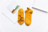 Size 35-42 Kawaii Women Socks Happy Fashion Ankle Funny Socks Women Cotton Embroidered Expression Candy Color 1 Pair