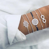 NEWBUY 6Pcs/Set Natural Beads Bracelet Boho Style Gold Heart Turtle Life Tree 8 Infinity Charm Bracelets For Women Girl