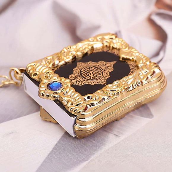 Muslim Islamic Mini Pendant Keychains Key Rings For Koran Ark Quran Book Real Paper Can Read Small Religious Jewelry For Women