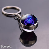12 Zodiac Sign Keychain Sphere Ball Crystal Key Rings Scorpio Leo Aries Constellation Birthday Gift for Women and Mens