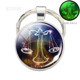 Luminous 12 Zodiac Signs Keychain Constellation Key Chain Leo Libra Virgo Sagittarius Zodiac Jewelry Birthday Gifts Dropshipping