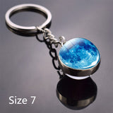 Full Moon keychain Nebula Pendant Solar System Glass Cabochon Long keyrings Galaxy Space Astronomy Planet Gift jewelry