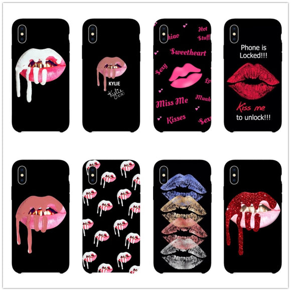 Kylie Jenner Lips Lipstick Make Up Sexy black Soft TPU Phone Case Cover For iPhone 11 11PRO MAX X 5 5S SE 6 XR XS MAX 7 8 8Plus