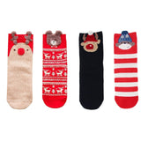 Manoswe Winter 3Pair/4Pair New Year Woman Christmas Socks Cotton Cartoon Elk Sock 2020 Keep Warm Socks Christmas Gift