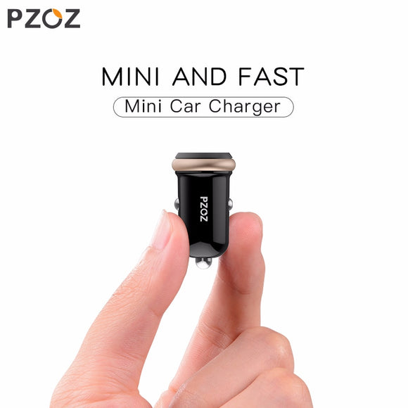 PZOZ Mini USB Car Charger Dual USB 3.1A Charging Mobile Phone Tablet GPS Universal Fast charging Car-Charger Adapter Accessories