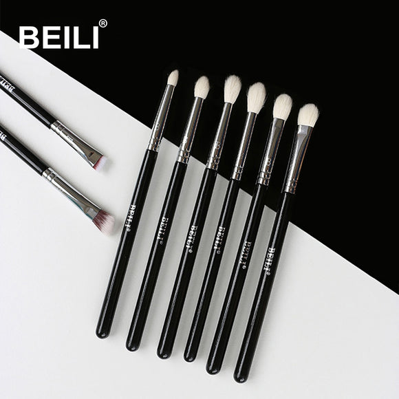 BEILI 8pcs Classic Black Pro makeup brushes Goat synthetic Hair Eye shadow Brow Blending smoky Makeup Brush Set