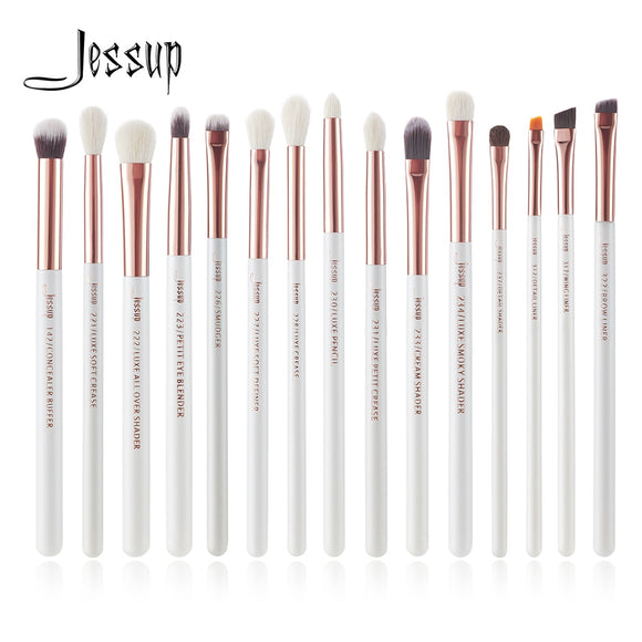 Jessup Pearl White/Rose Gold Professional Makeup Brushes Set Make up Brush Tools kit Eye Liner Shader natural-synthetic hair