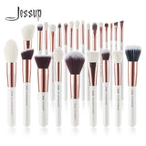 Jessup brushes Pearl White/Rose Gold Makeup brushes set Professional Beauty Make up brush Natural hair Foundation Powder Blushes
