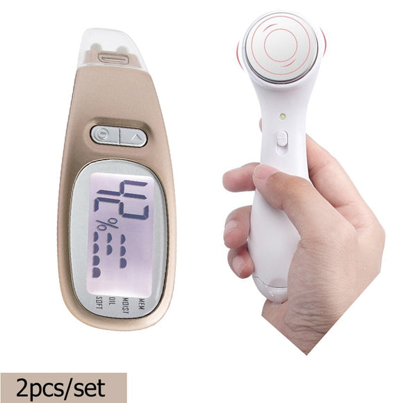 Digital Facial Skin Analyzer Moisture Oil Detection Monitor with Anti Aging Machine Portable Skin Care Massager Face Lift Tool