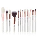 Jessup brushes Pearl White/Rose Gold Makeup brushes set Professional Beauty Make up brush Natural hair Foundation Powder Blushes