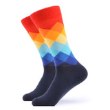 SANZETTI 1 Pair New Happy Socks High Quality Men Colorful Bright Comfortable Combed Cotton Fun Novelty Gift Wedding Dress Socks