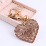 ZOSH Heart Keychain Leather Tassel Key Holder Metal Crystal Key Chain Keyring Charm Bag Auto Pendant Gift Wholesale Price