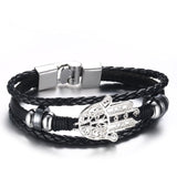 "diesel for successful liying" Punk Men's Leather Bracelet Multilayer Leather  Alloy Beads Bracelet for Women Nautical Jewelry