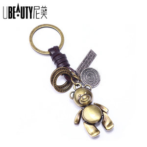 New arrival Women Metal Teddy Bear Doll Key Chain Creative Gifts Bronze Keychain Key Ring Trinket