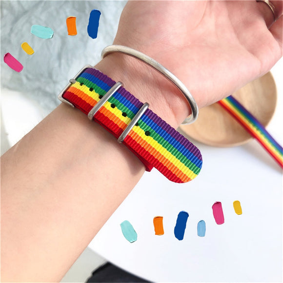MLING Newest Nylon Rainbow Strap Bracelet Fashion Rainbow Bracelet Couples Bracelet