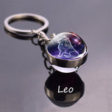 Leo Libra Scorpio 12 Constellation Keychain Glass Ball Pendant Zodiac Sign Keychain Car Key Rings Men Women Birthday Gifts