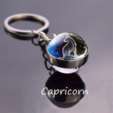 Leo Libra Scorpio 12 Constellation Keychain Glass Ball Pendant Zodiac Sign Keychain Car Key Rings Men Women Birthday Gifts