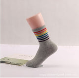 Winter Women's Socks Cotton Rainbow Stripes Socks Christmas Fashion Warm Christmas Casual Tide Socks harajuku  korean