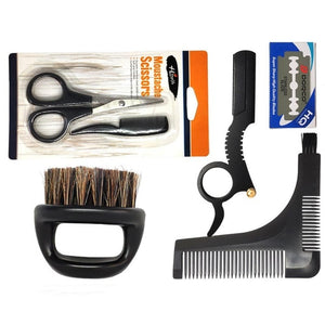 Men's Shaving Template Shaving Brush Beard Styling Comb Grooming Plate Manual Vintage Blade Holder Razor Beard Cleaning Brush