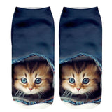 Unisex Lovely Socks Anti-slip Elastic Ankle Cartoon Cat Pattern Adult 3D Pattern