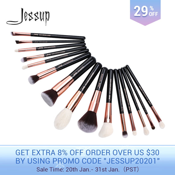 Jessup brushes makeup brushes set Black/Rose gold pincel maquiagem 15pcs make up brush Foundation Powder Definer Shader Brushes