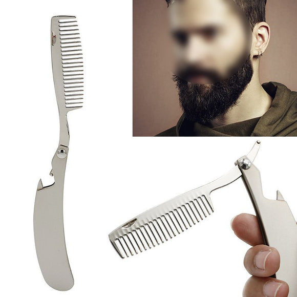 Stainless Steel Beard Comb Portable Mustache Shape Care Men's Beard Professional Comb Perfect Facial Grooming Tool