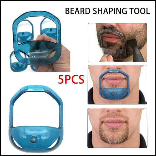 5 Pcs/set Goatee Shaping Tool Shaper Men's Beard Facial Hair Beard Shaving Grooming Kit Beard Modeling Tool with Bag