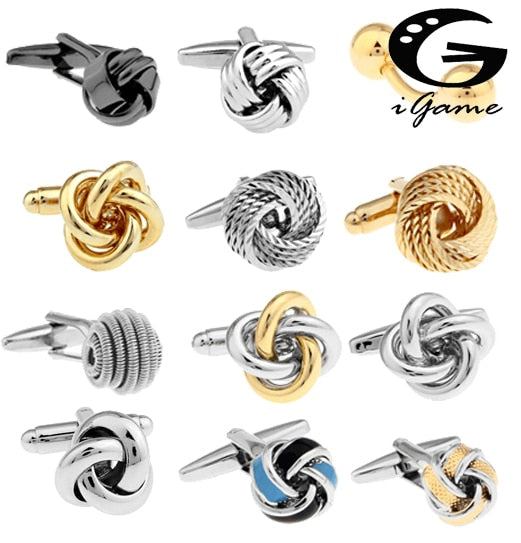 Free shipping Black Cufflinks for men fashion knot design top quality copper hotsale cufflinks whoelsale&retail