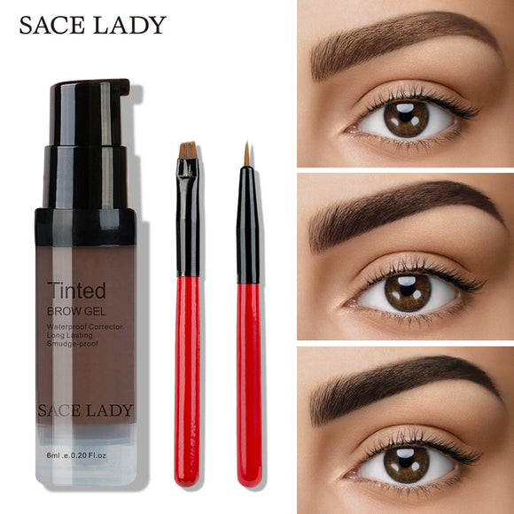 SACE LADY 6 Colors Henna Eyebrow Gel Waterproof Tint Makeup Brush Set Brown Enhancer Eye Brow Dye Cream Make Up Paint Cosmetic