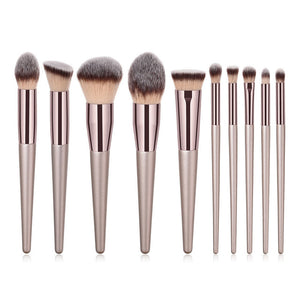 10pcs/set Champagne makeup brushes set for cosmetic foundation powder blush eyeshadow kabuki blending make up brush beauty tool