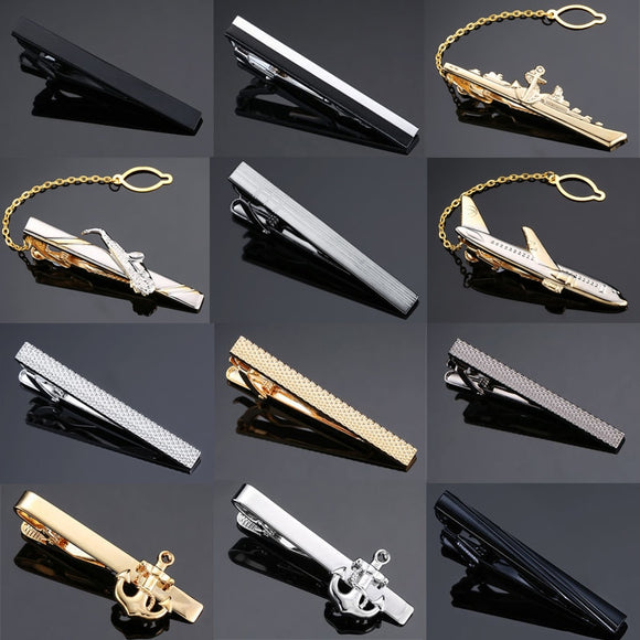 DY New and high quality laser engraving tie clip  fashion style  gold  silver and black men's business tie pin Free Delivery
