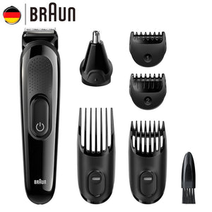 Braun Men's Beard Hair Trimmer MGK3020 6 in 1 Multi Grooming Kit Electric Shaver Hair Ear Nose Head Trimming 4 Combs 13 Length