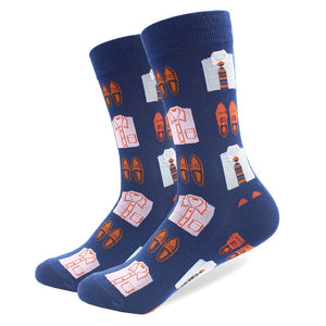 1 Pair Drop Shipping Winter Spring Happy Socks 2018 Cotton Men Crew Skateboard Socks Funny Pattern Wedding Socks Gift