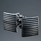 Copper quality enamel square stripes gold silver black flower cufflinks Top brand men's French shirt cufflinks