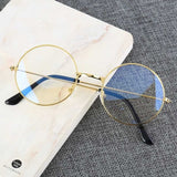 Vintage Round Metal Frame  Personality College Style Clear Lens Eye Glasses Frames blue-light eye protection mobile phone game
