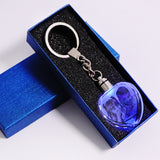 Colorful Crystal Key Chain Photo LED Light Keychain Fashion Luminated Keyring Heart Shaped Glass Picture Baby Souvenir Gifts