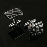 2019 New Simple Style Black Rectangle Cufflinks Mens Shirt Cuff Button Christmas Gifts for Men Silver Plated Cuff link gemelos