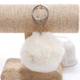 simple key chain Fur ball Pompon Keychain Pompom Artificial Rabbit Fur Animal Keychains For Woman Car Bag KeyRing 14 colors