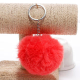 simple key chain Fur ball Pompon Keychain Pompom Artificial Rabbit Fur Animal Keychains For Woman Car Bag KeyRing 14 colors